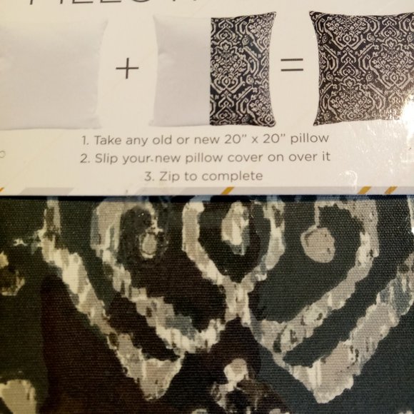 Decorative Pillow Cover  20 x 20  Della Grey  Scroll/Geometric Print  NEW in pkg - Picture 4 of 9